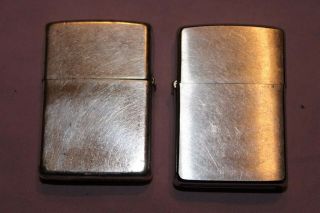 2 Zippo Cigarette Lighters,  Vintage Silver Plated,  Chrome
