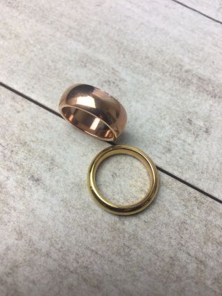 Milor Vintage Stainless Steel Wedding Band Ring Set Of Two Sz 6.  5 Gold And Rose