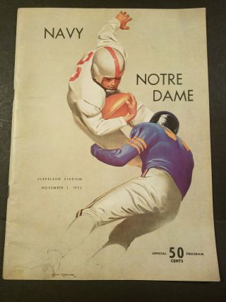 2 VINTAGE 1949 1952 NAVY VS NOTRE DAME FOOTBALL GAME PROGRAMS,  CLEVELAND STADIUM 2