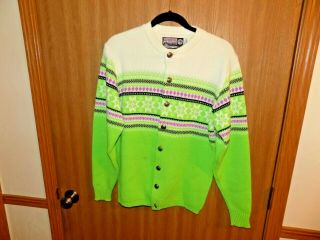 Vintage Mens Small Green Arctic Cat Snowmobile Sweater 970 