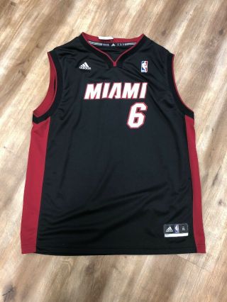 Lebron James Miami Heat Black Adidas Nba Basketball Jersey Youth Xl