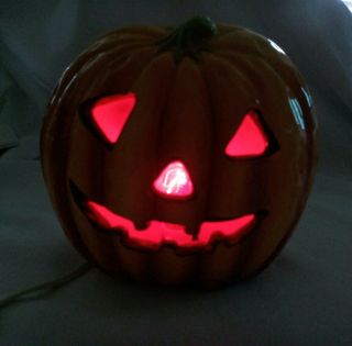 Relpo 5375 Vintage Halloween Light Up Pumpkin Jack O Lantern Planter -