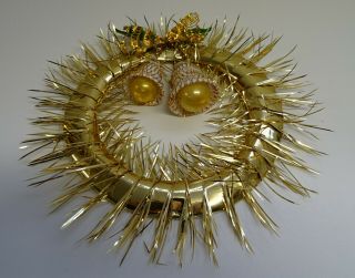 Vintage Starburst Christmas Decoration Mercury Glass Balls / Tinsel Wreath