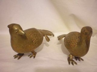 Vintage Brass Pheasant Figurines 12 " X 3 " - Set Of Two