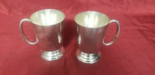 A Elegant Vintage matching Silver Plated Tankards By Harrison Brs. 2