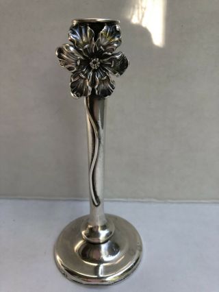 Antique Art Nouveau Unger Bros.  925 Sterling Silver Bud Vase W/applied Flower