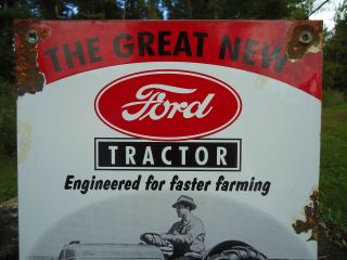 VINTAGE 1950 ' S FORD TRACTOR PORCELAIN SIGN DEARBORN FARM EQUIPMENT 2