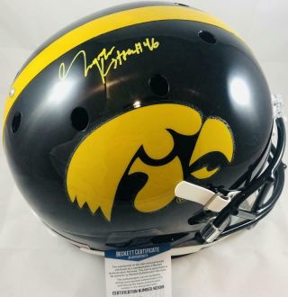 George Kittle Signed Iowa Hawkeyes Full Size Helmet San Francisco 49ers Bas 318