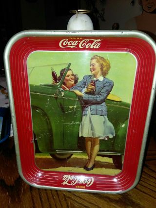 Vintage Coca Cola Serving Tray “ 2 Girls Drinking” 1942 ??