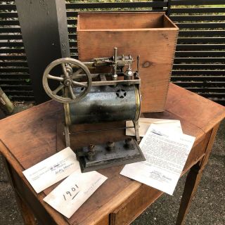 Wow Antique 1901 Rare American Weeden 34 Steam Engine Toy,  Box & Unique Letter