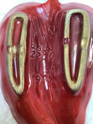 Vintage 1960s MID Century Red/ Orange Leaf Ceramic USA 955 Art Pottery Ashtray 3