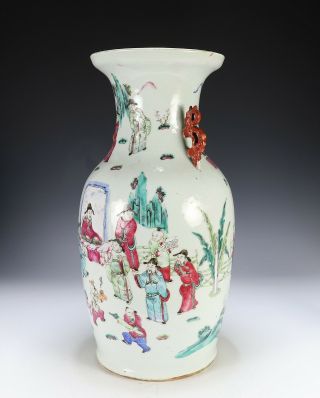 Large Antique Chinese Famille Rose Porcelain Vase with Figures 2
