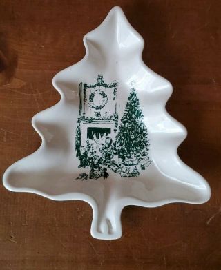Vtg Marshall Fields Department Store Holiday Ceramic Tree Shaped Candy Dish 8 "