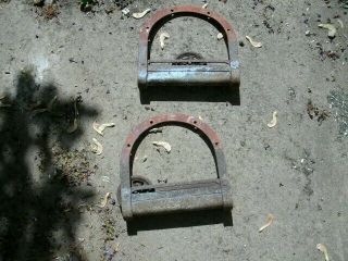 2 Vintage Barn Door Track Rollers Hangers Trolley Rusty 11 X 11 X 2