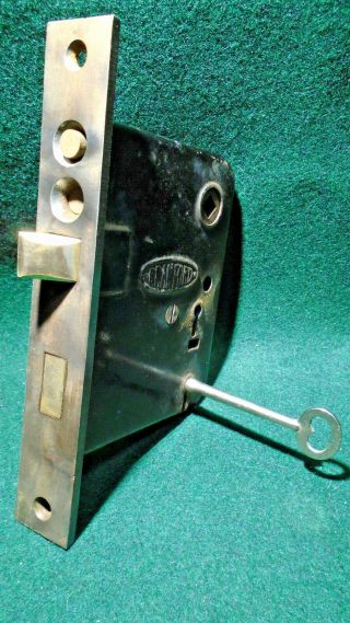 Vintage Branford 1842 Double Key Entry Mortise Lock W/one Key 6 7/8 " (9273)