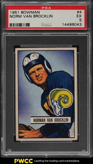 1951 Bowman Football Norm Van Brocklin Rookie Rc 4 Psa 5 Ex (pwcc)
