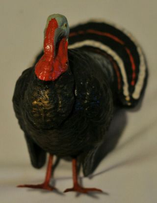 Antique Large German Turkey Candy Container With Metal Feet