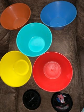 Vintage Set of 5 Colorful Plastic Margarine Butter Tubs Bowls Retro Kitchen 2