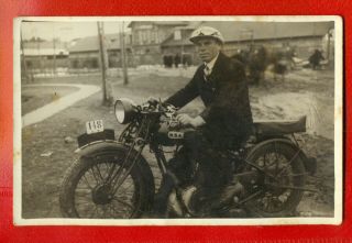 Latvia Lettland Motorcycle B.  S.  A.  Vintage Photo Postcard 1061