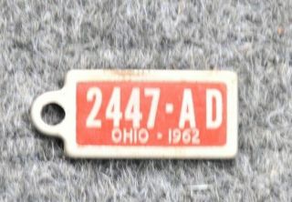 Vintage 1962 Ohio Disabled American Veterans Dav Mini License Plate Key Tag