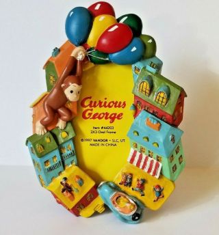 Vandor Curious George 2x3 Resin Photo Picture Frame Vintage 1997 Balloon Houses
