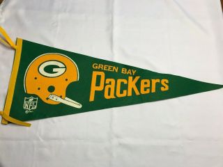 Nfl 1967 Green Bay Packers Felt Pennant With Single Bar Face Mask Vintage 30 " L