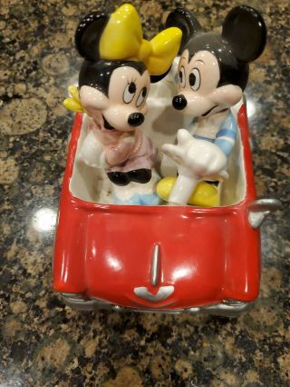 Vintage Schmid Disney Mickey Minnie Car Bisque 1940 - 1990 Music Box