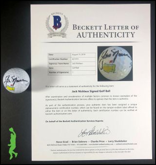 Jack Nicklaus Autographed Titleist Masters Golf Ball Pga Beckett Bas Loa