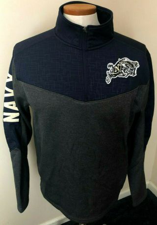 Navy Midshipmen Usn Naval Academy Football Mens Sz Large 1/4 Zip Pullover Jacket