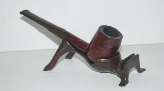 Vintage Weber Golden Walnut Imported Briar Tobacco Smoking Pipe With Holder