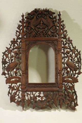 A Rare Antique Anglo Indian Finely Carved Sandalwood Picture Frame 15 " X 12 "