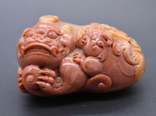 Antique Chinese Qing Dynasty Jasper Carved Dragon Figurine,  19th Century