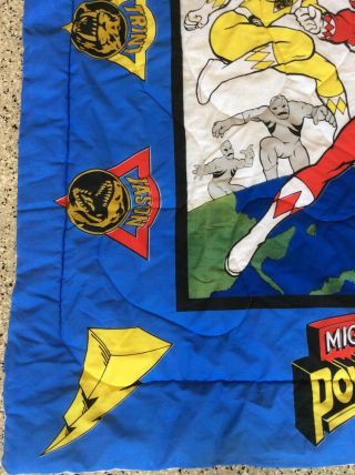 VINTAGE 1994 Mighty Morphin Power Rangers Twin Size Comforter Blanket 84x62 2