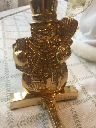 Solid Brass Vintage Christmas Snowman Stocking Holder Heavy (OTHERS AVAILABLE) 2