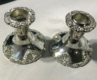 Vintage Godinger Heavy Ornate Silver Plate Candle Taper Holders - Pair - 3 1/2 " Tall