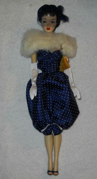 Vintage Brunette 3 Barbie Doll W/ Brown Eyeliner Wearing Gay Parisien