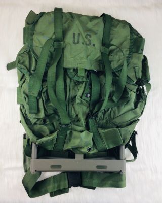 Us Military Army Nylon Backpack Combat Field Pack,  Metal Frame Lc - 2 Medium Vtg