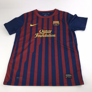 Authentic Nike Fcb Barcelona Qatar Foundation Soccer Jersey Kids/youth Large