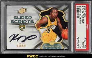 2007 Spx Scripts Kevin Durant Rookie Rc Auto Ss - Kd Psa 9 (pwcc)
