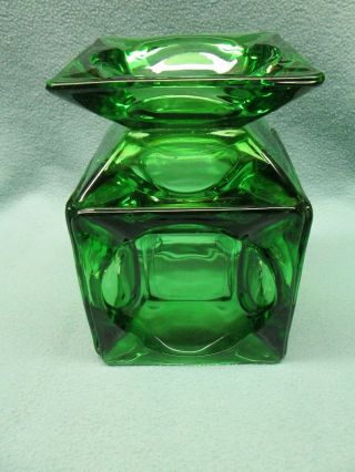 Vintage Emerald Forest Green Glass Ashtrays Square 6 Glued Together Tobacciana