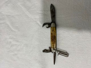 Vintage Rare Craftsman Stag Handle Pocket Knife With Pocket Clip
