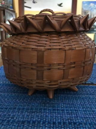 Large Vintage Native American Indian Porcupine Pineapple Basket Antique