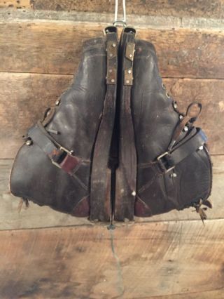 Vintage Leather Ski Boots Lodge Cabin Decor