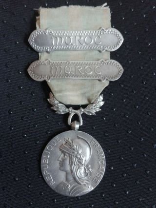 Silver Antique Colonial Medal France French Maroc Morocco Marked George Lemaire
