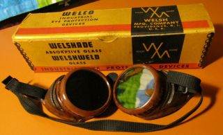 Vintage Welshade Absorptive Glass Welshweld Glasses Welding Goggles
