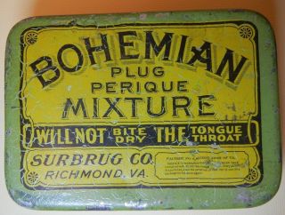 Vintage Tobacco Tin,  Bohemian Plug Perique Mixture,  Richmond Va.