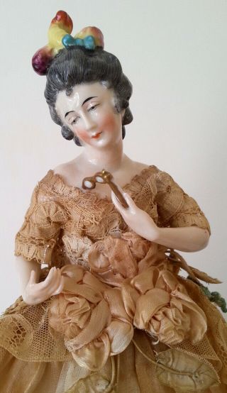 Vintage German Porcelain Pincushion Half Doll Liquidation - Lady With Lorgnette