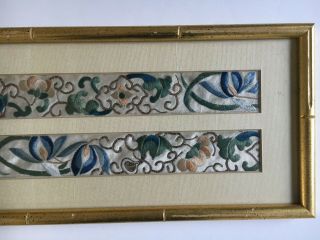 vtg Chinese Silk Embroidery Panel handmade Missionary bought 1920 floral wall 2
