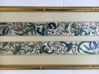 vtg Chinese Silk Embroidery Panel handmade Missionary bought 1920 floral wall 3
