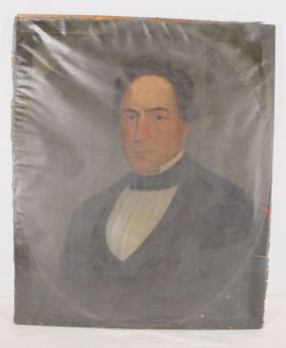 Antique 19th C Oil Painting Man W/tie Portrait Very Fragile Shabby Chic Cond Yqz